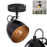HOFSTEIN Deckenleuchte Bjedstrup, Deckenlampe aus Metall in Schwarz/Goldfarben, verstellbare Leuchte im Vintage/Industiral-Design mit verstellbarem Schirm (Ø 12 cm), E14, Esszimmer, Wohnzimmer, Kü