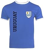 Wappen Fußball WM Fanshirt Gruppen Herren Männer Ringer Trikot T-Shirt Fan Trikot Uruguay, Größe: M,Royal Blue/W