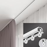 Leise Deckenvorhangschiene, 4 m, robuste Metallhalterung für Küche/Dusche, weißes einläufiges System, perfekt für moderne Innenräume und einfache I