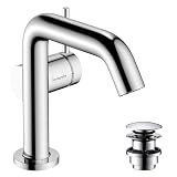 hansgrohe Tecturis S Fine - Waschtischarmatur mit Push-Open Ablauf, energiesparend (CoolStart), Wasserhahn Bad mit Auslauf Höhe 110mm, Mischbatterie Waschbecken wassersparend (EcoSmart+), C