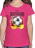 T-Shirt Mädchen - Fußball EM WM - Deutschland 2024 Germany - 104 (3/4 Jahre) - Fuchsia - Europa Fussball Tshirt Europameisterschaft Shirt Fanartikel t fu Ball Trikot zur Kinder Fan weiß