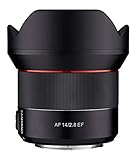 Samyang 8008 AF 14mm F2,8 EF für Canon EF Objektiv I Weitwinkel mit 116,6° Bildwinkel & präzisem Autofokus I Festbrennweite für alle Spiegelreflex Canon EF Vollformat & APS-C Kameras I Metallg