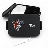 Geschenkfreude Personalisierte Brotdose mit Namen Fussball für Mepal - Lunchbox Kinder mit Trennwand Name, Kindergarten, Schule - Alles für den Schulanfang - Kinder Fussb