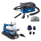 Scheppach Dekupiersäge DECO SWITCH | 18 mm Hubhöhe | Variable Hubzahl 550 – 1500 min-1 | Schnitthöhe/-tiefe: 50/405 mm inkl. + Absaug-System HD2P und Adapter-S