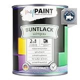 myPaint 2in1 Buntlack Seidenmatt (750ml Lichtgrau/Grau RAL 7035) – Wetterfeste Holzfarbe Holzlack Küchenmöbellack. Getrocknet auch für Kinderspielzeug. Schnelltrocknend, Für Innen Auß