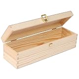 Creative Deco Weinkiste Holzkiste | Wein-box für 1 Flasche mit Deckel und Verschluss | 36 x 11 x 9,8 cm | Perfekt für Decoupage, Lagerung, Dekoration oder als Geschenk | aus Natürliches Kiefern-H