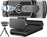 Full HD1080P Webcam mit Mikrofon und Stativ, Automatischer Lichtkorrektur, Neefeaer USB PC Webcam mit Abdeckung,97° Weitwinkel, PC Kamera für PC, Laptop, Computer, Linux, M