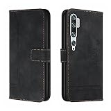 Bravoday Hülle für Xiaomi Mi Note 10 / Xiaomi Mi Note 10Pro / Xiaomi CC9 Pro, PU Ledertasche Handyhülle Flip Schutzhülle Kompatibel mit Xiaomi Mi Note 10, mit Kartenfäch & Kickstand, Schw