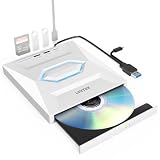 Unitek Externes CD DVD Laufwerk, USB C Tragbares CD/DVD +/-RW Laufwerk/DVD Player mit SD Kartenleser USB 3.0 USB C Hub CD ROM Brenner Kompatibel mit Laptop Desktop PC Windows Linux OS Surface App
