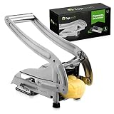 Topcroft Pommesschneider Edelstahl, 2 Schneidegrößen für individuelle Pommesdicke, Rutschfester Vakuumfuß, Gemüseschneider für einfachen & gesunden Pommesgenuss, Pommespresse, F