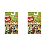 UNO Minecraft Edition - Kartenspiel mit Charakteren aus Minecraft und Einer besonderen Creeper-Karte, für die ganze Familie und Fans von Minecraft ab 7 Jahren, FPD61 (Packung mit 2)