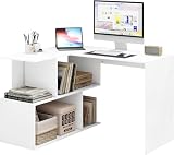 WOLTU Schreibtisch L Form, Eckschreibtisch mit Stauraum, 120x100cm, Weiß, Bürotisch, Computertisch mit Ablagefächern, PC Laptop Tisch, Winkelschreibtisch, Arb