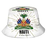 Buschhut Niedliche Haiti-Flagge Bucket Hat Unisex Freizeithut Mode Sommermütze Für Angeln Garten Eink