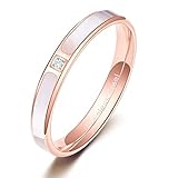 Zakk Ringe Damen Herren Rosegold Edelstahl Zirkonia Schaleneinlage Verlobungsringe Eheringe Partnerringe Trauringe 3.5mm 5.5mm (3.5mm,54 (17.2))