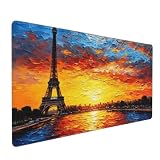 Gaming Mauspad Eiffelturm bei Sonnenuntergang Mauspad XXL 700x300x3 mm Mousepad, Mauspad Gaming Zubehör mit Anti Rutsch Basis Mouse Pad Wasserdicht, für Maus und Tastatur, Home Decor Y-422