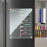 Ninyoon Wöchentlicher Kalender Essensplaner für den Kühlschrank, magnetische Acryl-Menü-Tafel mit 6 Markierungen 6 Aufhängevorrichtungen 6 Dichtungen - 1 Set (Transparent - 30x40 cm - wöchentlich)