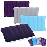 JSMTKJ Aufblasbares Kissen 4 Stück Camping Reisekissen Luftkissen Kopfkissen Velour Kissen Komfortables Reisekissen für Auto für Camping und Reisen aus Weichem M