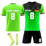 Generisch 2024 Deutschland Fußball Trikot Shorts Socken Set Kinder, Neue Personalisierte Fussball Trikots, Fußball Trikot mit Namen Logo Nummer Jung