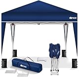 tillvex Pavillon 3x3m wasserdicht + 4er Set Sandsäcke | Pop-Up Faltpavillon stabil & höhenverstellbar | Gartenzelt UV Schutz 50+ | Partyzelt mit Tasche für Garten (Blau)