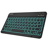 FINTIE Bluetooth Tastatur mit Hintergrundbeleuchtung in 7 Farben, Tablet Tastatur mit deutschem Layout QWERTZ für iPad/iPhone, Samsung/Xiaomi/Honor Pad (Kompatibel mit Windows, Android, IOS), Schw