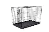 Lendo Online Hundekäfig klappbar - Hundetransportkäfig - Hundebox mit 2 Türen - Transportkäfig - Auto, Tiertransportbox aus Stahl - Hundetransportbox mit Bodenschale -Schwarz (90x60x67cm)