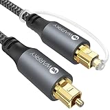 WARRKY Optisches Audiokabel, Optical Audio Cable, [Nylon Geflochten, Vergoldeter Stecker, Aluminiumhülse] Toslink kabel, Kompatibel mit LG/Samsung Soundbar, Stereoanlage, Heimkino, PS4, Xbox -1,8