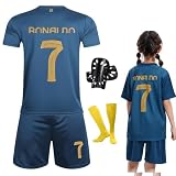Ronronner Fußballtrikot, Nr.7 Hause/Auswärts Fußballtrikot für Kinder, Trikot Sets Kinder, Fussball Trikot Kinder Set, Football Fußballtrikot Kinder Shorts und Socken Fussball Set für Junge Anzug - 22