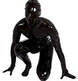Latex Catsuit Latex Body Sexy Dessous Latex Maske Volle Abdeckung Von Kopf Bis Fuß Catsuit Reißverschluss Design 100% Latexmaterial Unisex Bondage Fetisch Sklave Sexspielzeug, XXXL,Männer - S