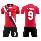 Yunshenla Personalisiertes Trikot Football Kostüm Herren Fußballtrikot Fussball Trikot Set Kinder Jungen Benutzerdefinierter Name Team Logo Deutschland Trikot Tshirt Personalisiert(#09)
