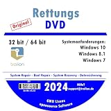 TRALION Rettungs DVD 2024 - CD/DVD für Windows XP, Windows Vista, Windows 7, Windows 8.1, Windows 10 - System Rettung, Notfall DVD - 32bit, 64b