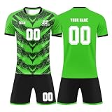 Personalisierte Geschenke,Benutzerdefiniert Trikot mit Eigenem Namen & Nummer & Logo, Fußball Trikots Shorts Set für Kinder/Erwachsene, Fussball Jersey Trainingsanzug für Junge H