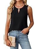 Damen Tank Top Oberteile Sommer V-Ausschnitt Ärmellos Weste Shirt Strand Vest Top Bluse Basic Casual Business Shirt Blusentop(Schwarz,Large)