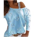 HHOP Winter Angebote Langarmshirt Damen Uni Oberteil mit Kette Long Pullover for Women Weekend Strohhut giubilo t Shirt Sommer Boho Fake Turtleneck hemdbluse weiß, Wasserfall shirt, M, B