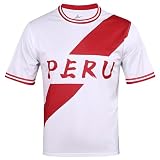 ENJMEIAO 2024 Europapokal Fußball T Shirt Kurzarm Fanshirt Trainingsshirt Stretch Casual Atmungsaktiv Bedrucken Fussballtrikot Herren Damen America's Cup Sport Shirt Peru XL