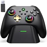 HELLCOOL Controller PC, 2.4GHz Wireless PC Controller mit Ladestation/Hall Joysticks&Trigger/Cooles RGB Licht/1000mAh Akku, Gaming Controller Kompatibel mit PC/Switch 2/Switch/Android/IOS/Handy/Tab