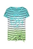 SOCCX Damen Streifenshirt Dip Dye mit Knotensaum Lagoon Blue/Fresh Lime L