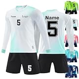 Benutzerdefinierte Fußball Jersey Personalisierte Fußball Langarm Sets, Shirt Short Kit Kinder Erwachsene Name Team Nummer Logo mit Männer Kinder Jungen Fußball Shorts Trikots Team Fußball Jersey