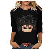 TURWXGSO Damen-Top, lässig, Rundhalsausschnitt, 3/4-Ärmel, Tunika, Tops, Druck-Shirts, Bluse, Karneval, Tops, leichte Pullover, Basic-Sweatshirts, lässige lockere T-Shirts, 07, mehrfarbig, 40
