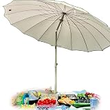 QSPNVFB Gartenschirm Kippbarer Strandschirm Angelschirm Beige 220cm Groß Sonnenschirm Marktschirm Tragbarer Sonnenschutz Terrassenschirm Balk