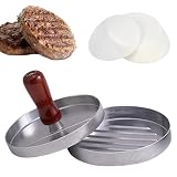 Duroecsain Hamburgerform - Hamburger-Pastetenmacher - runde Hamburger-Pastetchen mit 100 Blatt Ölpapier, abnehmbarer Griff für Rind, Fleisch, F