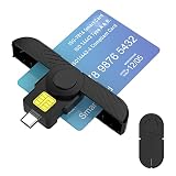 USB C Smart Card Reader, kartenlesegerät personalausweis DOD CAC Chipkartenleser Adapter für ID-Karte/IC-Bank-Chipkarte,mit Windows XP/Vista / 7/8/10/11, Mac OS(Mini Faltbarer und tragbarer Typ C)