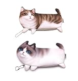 Hillento süße Katze Federmäppchen, 3D-Druck Taschen Bleistifthalter Student liefert Cartoon Reißverschluss Stift Federmäppchen Schreibwaren Geschenk, 2er Set, G