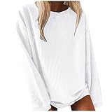 Generisch Pullover Damen Hoodies Herbst Winter Mode Langarm Einfarbig Rundhals Warm Halten Bluse Damen Tshirts Tops Sweatshirts Freizeit Weich Locker Kapuzenpullover Oberteile Damen Sweatjack