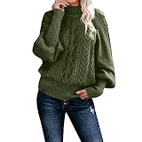 YCBMINGCAN Pullover Damen Winter Halsausschnitt, locker, langärmelig, einfarbig, Pullover, Pullover Halloween Pullover Damen Cute (Green, S)