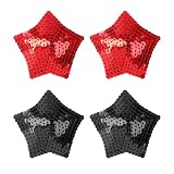 EQLEF Nippelpads Glitzer, 2-Paar Pailletten Brustwarzen Pasties Wiederverwendbare Stern Brust Blütenblätter Glitter Brustwarzen Aufkleber Brust Patch Schwarz und Rot (schwarz und rot in Sternform)
