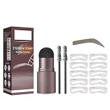 Clawrex Wasserdicht Augenbrauenstempel, Augenbrauen Schablone Set, Augenbrauenpuder mit 10 Wiederverwendbares Augenbrauen Schablonen Stempel, Lang Anhaltend, Multifunktional (Dunkelbraun)