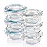 Grizzly Glas Frischhaltedosen, Set 6x 400 ml, luftdicht, rund, Click-Verschluss, vielseitige Vorratsdosen für Ofen, Mikrowelle, G
