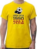 T-Shirt Herren - Fußball EM - 1954, 1974, 1990, 2014, 2022 - WM 2022 Weltmeister Deutschland - XXL - Gelb - Fussball 2024 Shirt Fan Trikot Europameisterschaft Fanartikel w m Tshirt 24