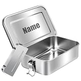 CQSXM Personalisierte Brotdose mit Gravur Text, Edelstahl Lunchbox mit Fächern, Auslaufsicher Lunchbox Bewegliche Trennwand, Umweltfreundlich und BPA-frei - Für Kinder und Erwachsene (850ml)