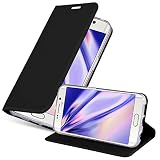 Cadorabo Hülle kompatibel mit Samsung Galaxy S6 Edge aus Premium Kunst Leder Flip Klappbare Stoßfeste Magnetische [Standfunktion] [Kartenfächern] Cover Hülle für Galaxy S6 Edge Tasche in Schw